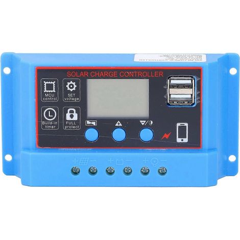 Solarmodul-Laderegler mit LCD-Anzeige, PWM-Photovoltaik-Laderegler, 12 V, 24 V, 10 A