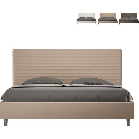 Letto con rete imbottito 180x200 similpelle tortora Focus (1/5)