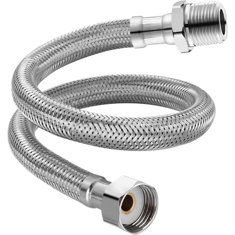 Tuyau flexible en acier inoxydable de 40 cm pour robinet de cuisine ou douche. (1/5)