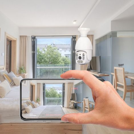 Caméra oscillante à tête de lampe 783 - Caméra de surveillance Wi-Fi 400 W, moniteur à distance Wi-Fi, caméra à ampoule E27, caméra dôme extérieure étanche IP67, AC110-240V (1/5)