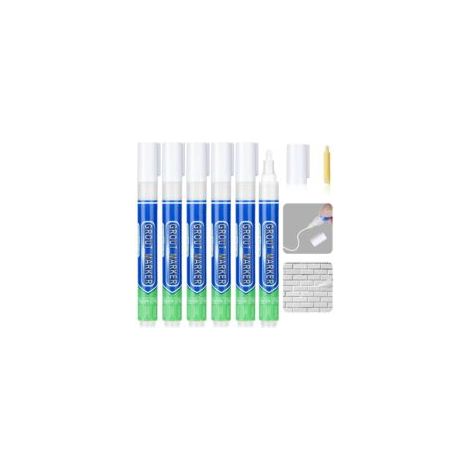 Stylo Joint Carrelage Blanc, 6PCS Stylo de Carrelage à Coulis, Imperméable Marqueur Joints, Rénovateur de Coulis Blanc pour Salle de Bain, Cuisine, Carrelage, Sol (1/5)
