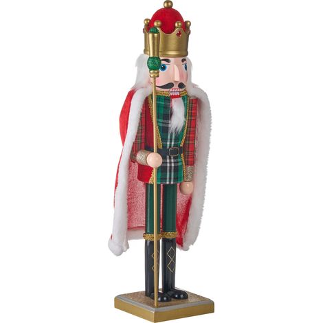 Figurita decorativa Navidad de cascanueces de madera de pino con boca que se abre hecha a mano rojo Hallsjon
