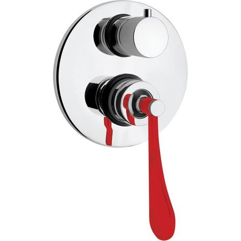 Miscelatore doccia incasso con deviatore a 2 uscite e leva rossa Mamoli Paola&TheBathroom 294900000C21 Rossa (1/3)