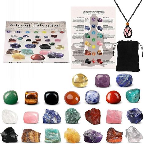 24-teiliger Adventskalender mit Kristallen, Chakra-Kristallen und Natursteinen – ein Countdown-Kalender für Weihnachten. (1/5)
