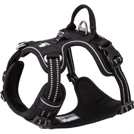 ZOLGINAH Harnais pour Chien No Pull Nylon Souple Réfléchissant Réglable pour Petit Grand Animal Domestique (S, Noir) (1/4)