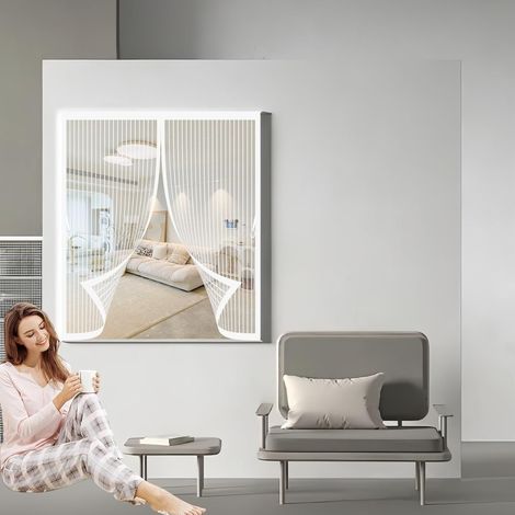 Moustiquaire Aimantée Fenetre 140 x 118 cm Anti-Moustiques, Fermeture Automatique, Sans Perçage, Maille Fine, Rideau Magnétique pour Portes, Différentes Tailles, Blanc