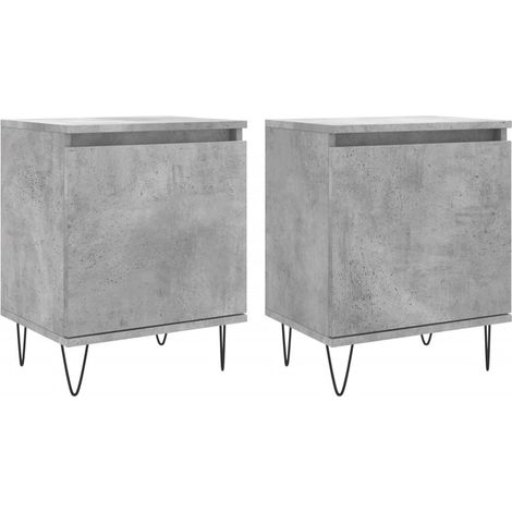Set 2 comodini con vano con anta 40 x 30 x 50 cm MDF grigio e ferro DEC035353