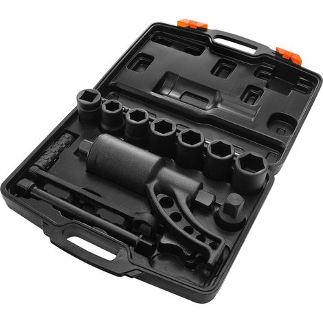 Clé dynamométrique robuste avec multiplicateur 1:64, couple 6800 N.m, 8 douilles et coffret pour camions et remorques. (1/5)