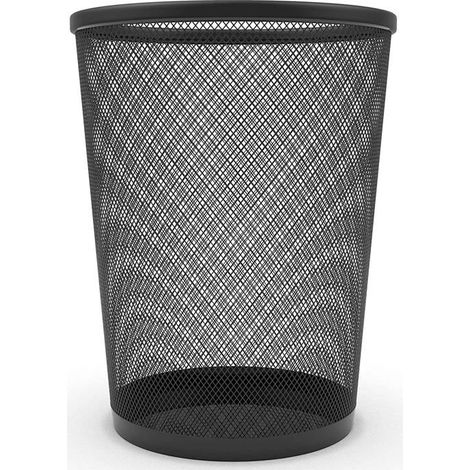 Corbeille à papier en métal grillagé 1 unité Acier noir texturé Ventilation anti-odeurs Bureau à domicile (1/5)