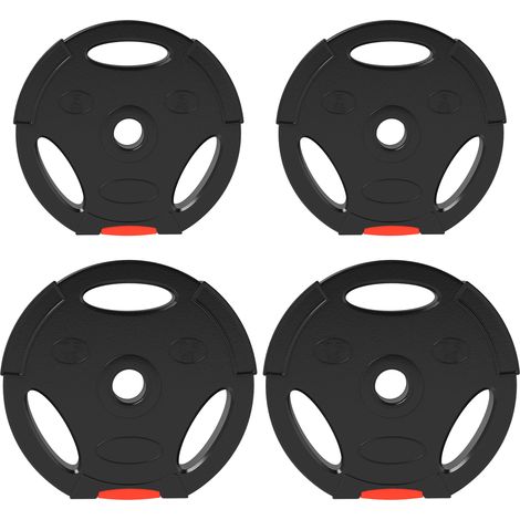 Jeu de 4 plaques de poids pour l’entraînement,la salle de sport,l’entraînement à domicile,la musculation,2 x 7,5 kg et 2 x 5 kg,noires (1/5)
