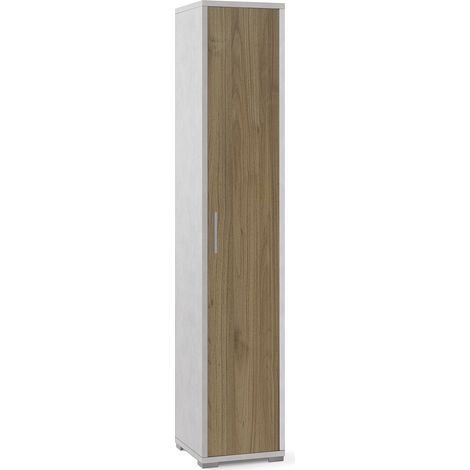 Armadio 1 Anta 39x199x41 cm Ossido Bianco/Noce Stelvio (1/3)