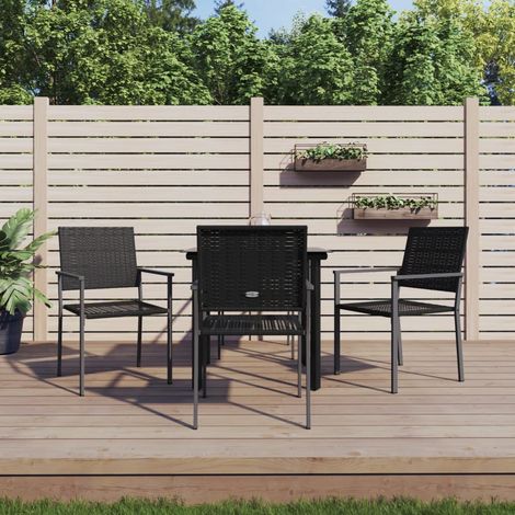 5-tlg. Garten-Essgruppe Poly Rattan und Stahl