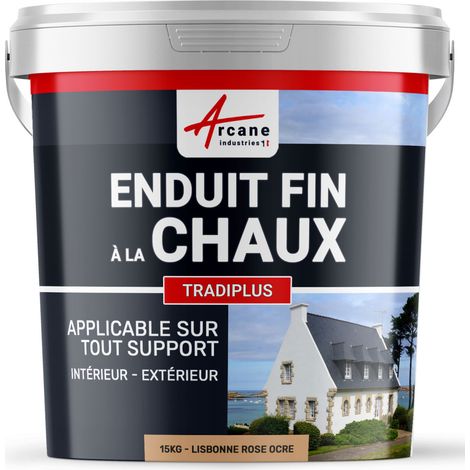 Enduit fin à la chaux, décoration, intérieure, extérieur, maison : Tradiplus - 15 kg (jusqu'à 14 m²) Lisbonne - Rose Ocre - ARCANE INDUSTRIES