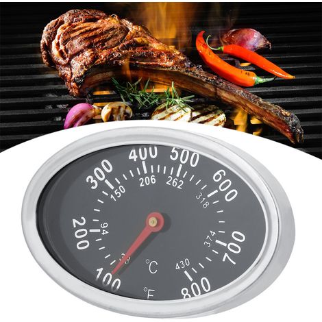 Thermomètre de barbecue en acier inoxydable pour fumoir et gril, jauge de température 430℃ (1/5)