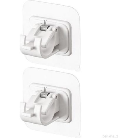2x support de tringle à rideau auto-adhésif de crochet de draperie de tige de fixation de tringle Blanc (1/4)