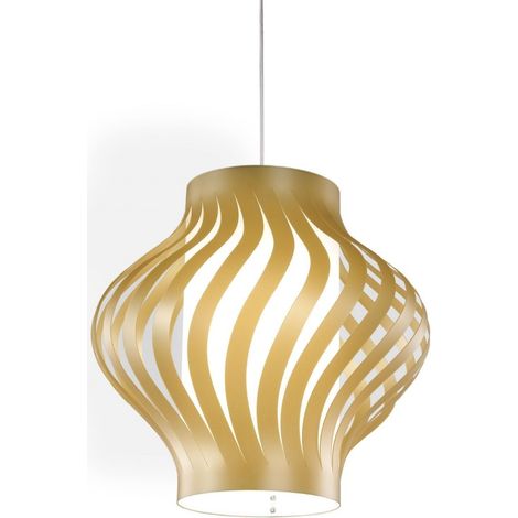 Nouvelle suspension dorée en plastique blanc cm. 40 x 39h (1/2)