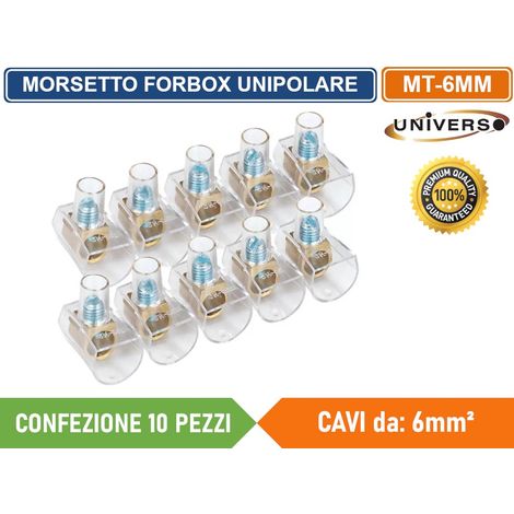CONFEZIONE 10 PEZZI MORSETTO FORBOX A CAPPUCCIO UNIPOLARE TRASPERENTE PER CAVI CON SEZIONE 6MM² (1/2)
