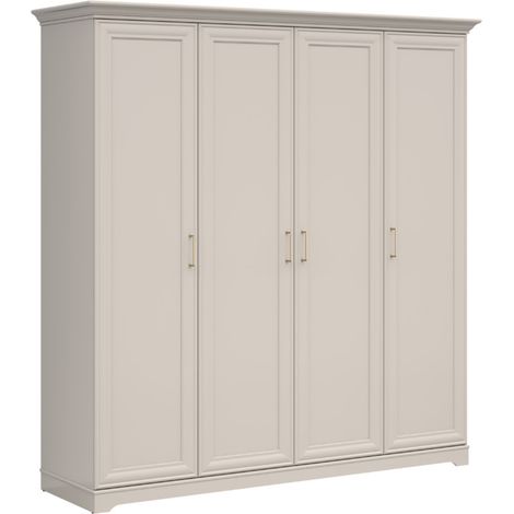 Armoire placard de rangement 4 portes coloris Cachemire / Chêne Mauvella - Longueur 209,5 x Profondeur 61 x Hauteur 216 cm (1/3)