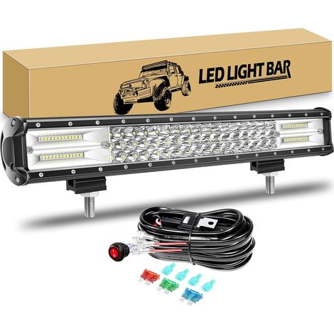 51cm 288W Led Light Barre 4x4 avec 12V câblage kit, Rampe Barre Lumineuse LED de Travail, Barre d'éclairage led pour Offroad Véhicules Voiture Camions Tracteur,6000K feu antibrouillard (1/5)