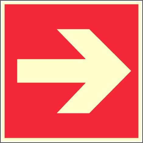 Panneau photoluminescent Flèche rouge - Rigide 200x200mm - 4031132