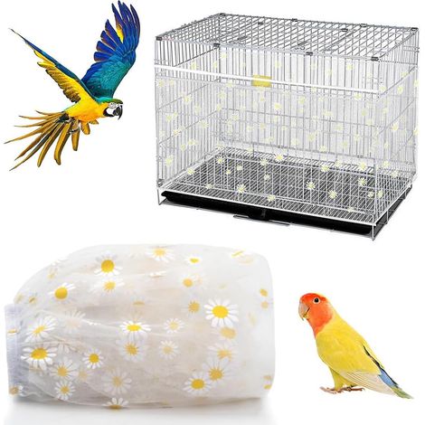 Filet Cage Oiseaux, Nylon en Filet de Protection pour Cage Oiseaux, Ventilé est Antipoussière Couvertures de Cage à Oiseaux, Housses Anti Graine pour Cages à Oiseaux, Réglable 140-180cm (1/5)