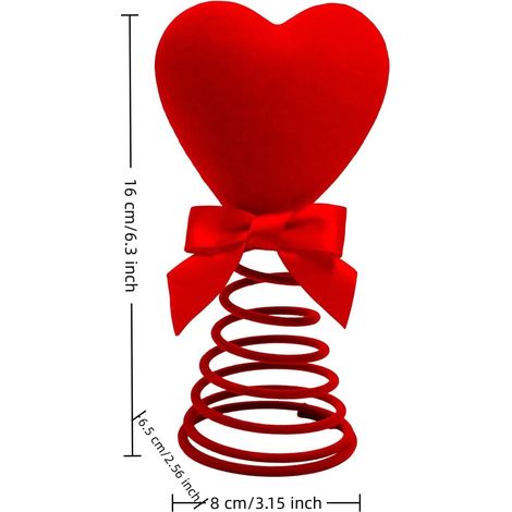 Coeur - Sommet D Arbre De Valentin - Décoration En Velours Et Paillettes - Pour Arbre Intérieur Fête Des Amoureux Mariage Anniversaire - 1 Pièce (1/5)