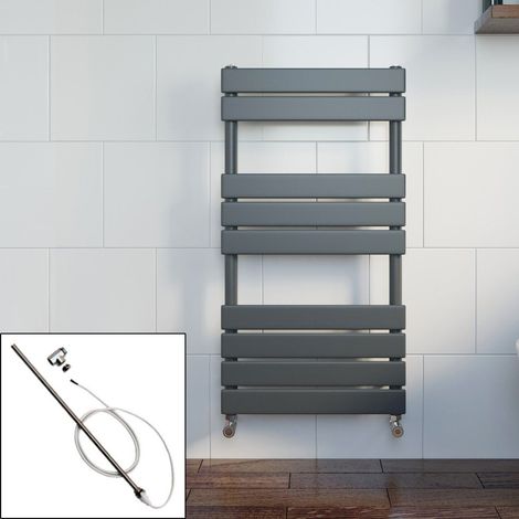 Bathroom 950 x 500 Manual Heated Towel Rail Radiator Anthracite Flat Panel (1/5)