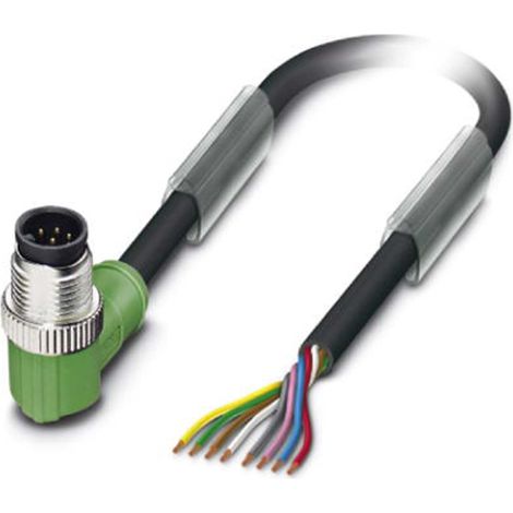 Phoenix Contact M12 Sensorleitung PVC 8-polig Stift gewinkelt A-Kodierung, Länge 10,0 Meter tiefschwarz RAL 9005, Kabel Außendurchmesser 5,9mm - 1 Stück