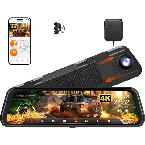 Dashcam, risoluzione 4K, sistema a doppia lente, nessun kit di cablaggio richiesto, scheda TF da 64 GB inclusa. (1/2)
