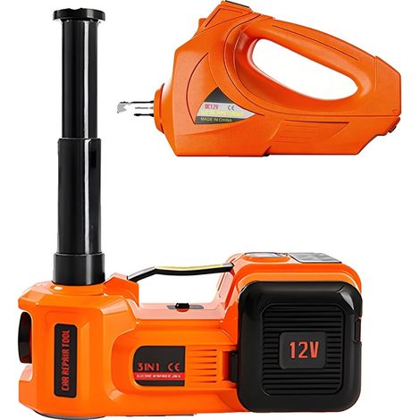 Gato eléctrico para coche, capacidad de 5 toneladas, diseño portátil, color naranja. (1/2)