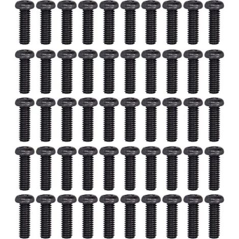 Lot de 50 vis à métaux à tête cylindrique en acier inoxydable entièrement filetées noires plaquées zinc DIN7985, écrous à rivets (M4 x 12) (1/5)