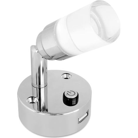 Spot 12v LED pour Camping Car Caravane avec Chargeur USB Éclairage Intérieur Liseuse LED Bicolore Blanc Froid 6000K et Bleu Lampe Appliques de Bateau
