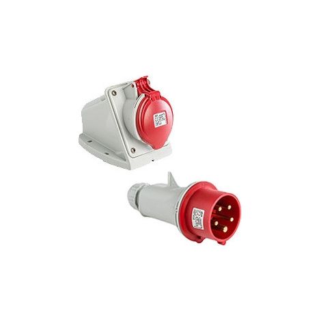 Digital - Prise de Courant Europu00e9enne socle 3P+T+N 16A + Fiche mu00e2le - 380V IP 44 - 51216+51316 (1/3)