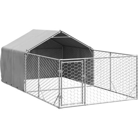 Maison Exclusive - Caseta perros exterior con corral 4x2x1,5 m ac