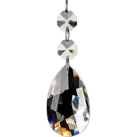 20 cristaux pour lustre, pendentifs en cristal transparent en forme de larme, perles, cristaux suspendus pour lustres (38 mm, transparent) (1/5)