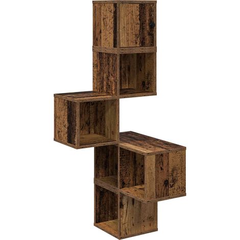 Wall Corner Shelf Old Wood 48 x 48 x 120 cm Engineered Wood vidaXL (1/5)