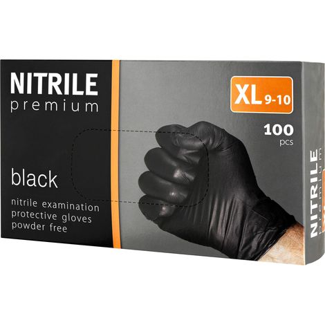 Gants en nitrile non poudrés PREMIUM [XL] 100 pièces noir