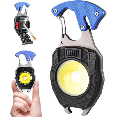 Juego de 2 linternas llavero COB de aluminio con batería de 500 mAh, 3 modos de iluminación, destornillador y guantes incluidos. (1/5)