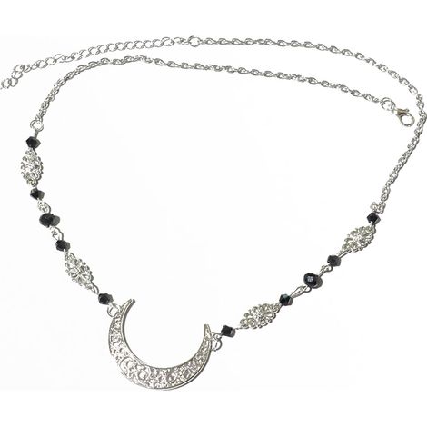Head Chain - Crescent Moon Forehead Chain - Adjustable Crystal Hair Jewelry - For Prom Party Wedding Photography - 1 Piece (1/5)