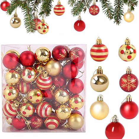 Boule De Décoration De Noël - 50 Pièces - Diamètre 4 Cm - En Plastique Incassable - Pour Arbre De Noël Porte Fenêtre Fête - Lot Complet (1/5)
