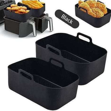 2 Paniers en silicone, revêtement antiadhésif, poignée ergonomique, pour friteuse à air chaud, moule à pâtisserie (1/5)
