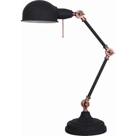 LAMPARA DE MESA E27 NEGRO COBRE