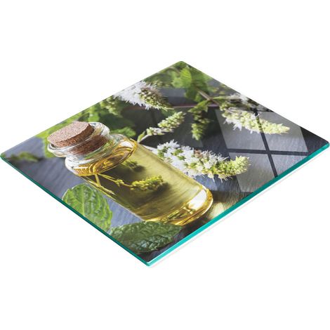 Planche à découper et à servir décorative en verre, motif bouteille de menthe, 60 x 52 cm (1/5)
