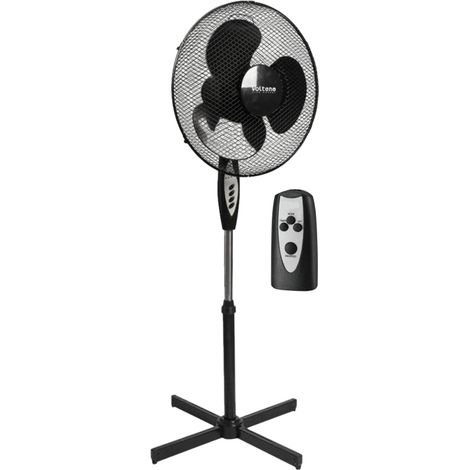 Ventilador de Pie Negro con Control Remoto 40cm, ventilación eficiente para espacios pequeños y medianos, fácil ajuste de velocidad y dirección del aire