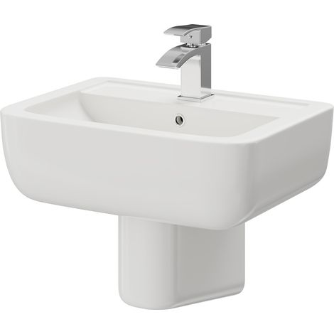 Wholesale Domestic Tacoma 550mm Basin with 1 Tap Hole and Semi Pedestal (1/5)