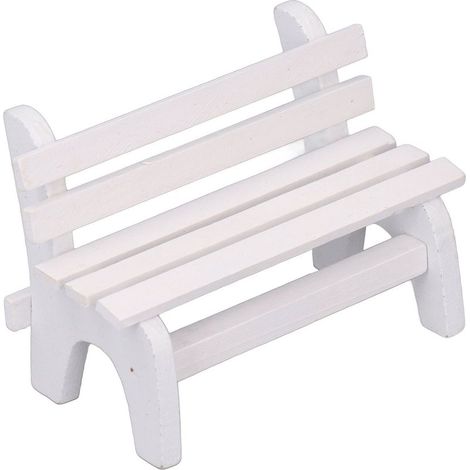 Banc en bois miniature blanc 1:12 pour maison de poupée, meuble de simulation haute qualité, modèle décoratif. (1/5)