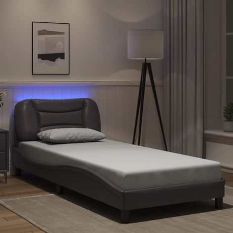 Bettgestell mit LED Grau 90x200 cm Kunstleder vidaXL823657 (1/5)