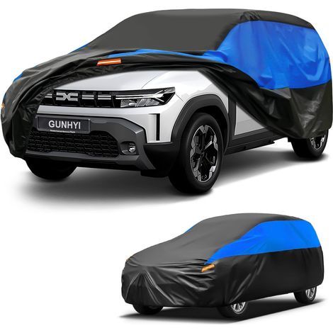 Housse de Voiture Imperméable et Respirante, Bâche pour Dacia Duster, Housse de Voiture Noire et Bleue, Bâche de Garage Complète pour Protéger de la Pluie.,Convient pour Dacia Duster (1/5)