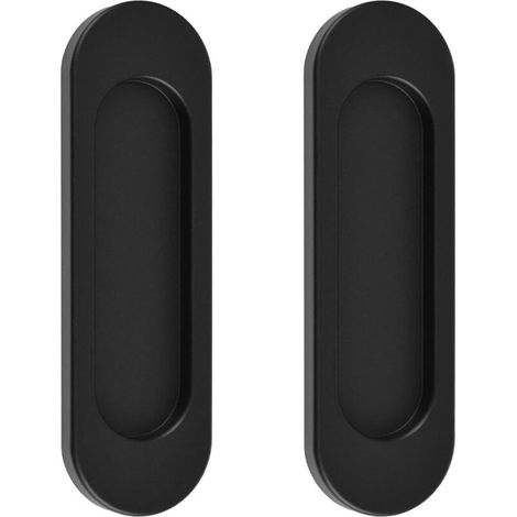 Ovale selbstklebende Schiebetürgriffe, 2 Stück, aus Aluminiumlegierung, ohne Perforation (mattschwarz, 100 mm) (1/5)