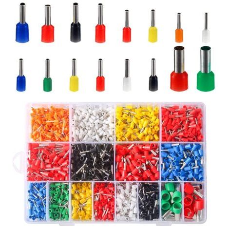 LAN Kit de cosses à embouts de fil, assortiment de 2 120 pièces, kit de sertissage de cosses, connecteur de cosses à sertir pour fils de cosses (1/4)
